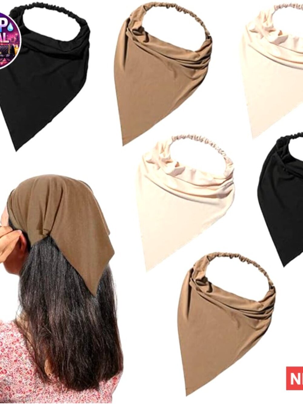 Cotton Hair Scarf Headband Elastic Bandana Boho Triangle Kerchief
